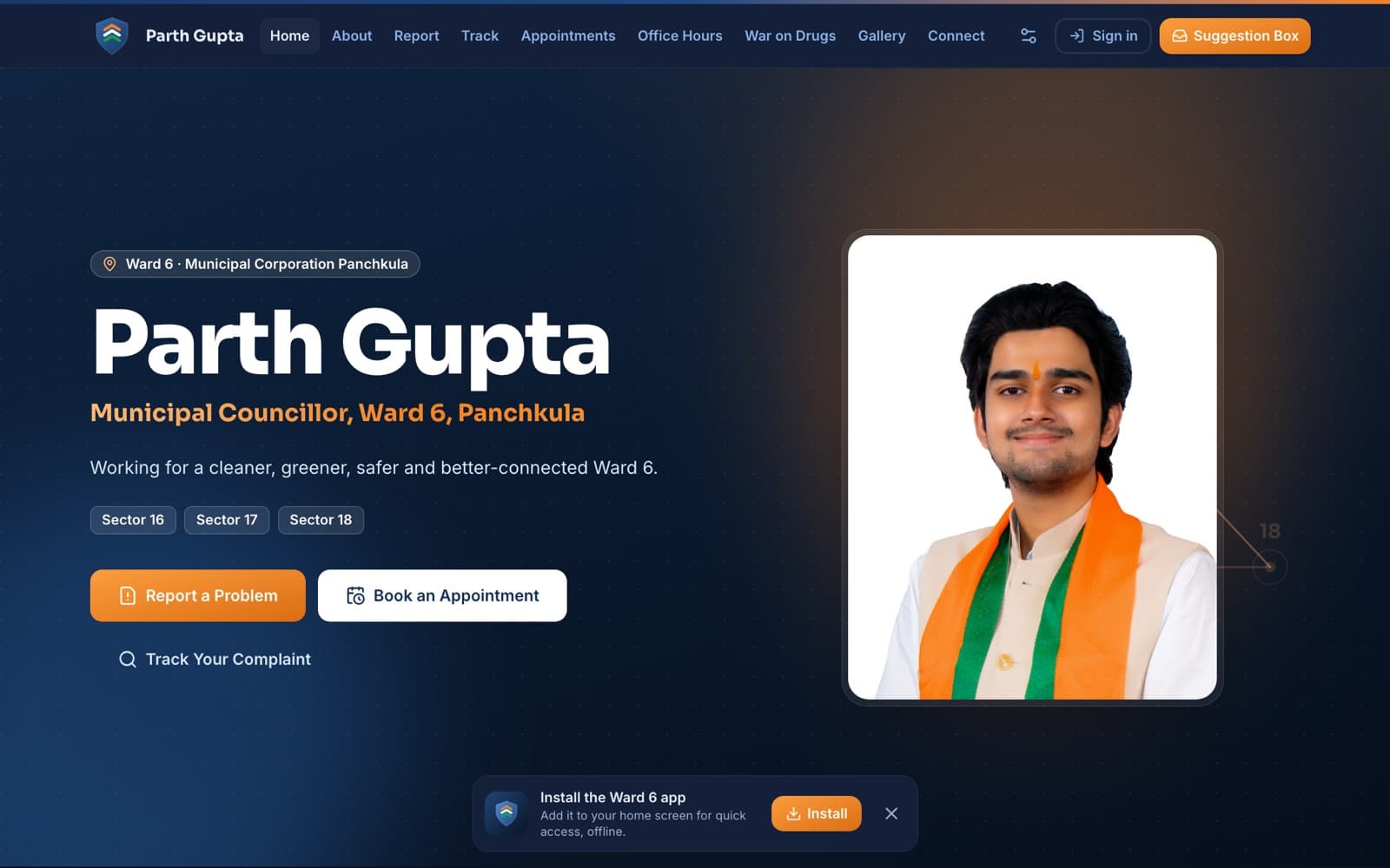 Councillor Parth Gupta website